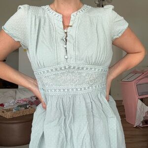 Polagram Size M COTTAGECORE dress in seafoam green